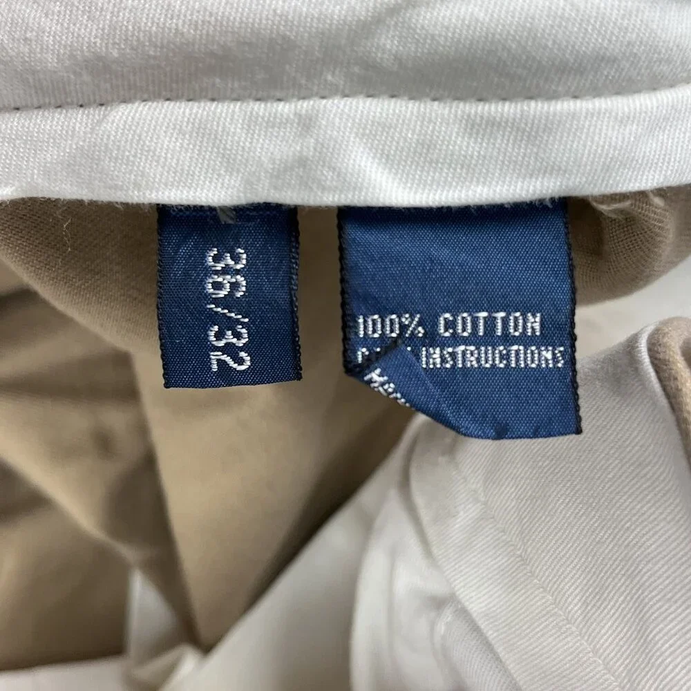 Polo Ralph Lauren Pants Mens 36x32 Tan‎ Chino Straight Flat Front Cotton Classic